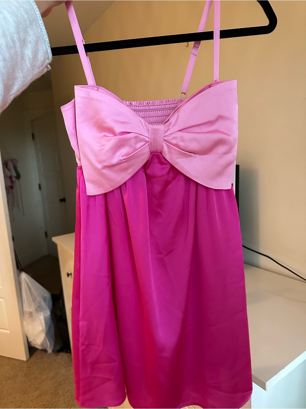 Show Me Your MuMu Pink Two-Tone Bow Mini Dress